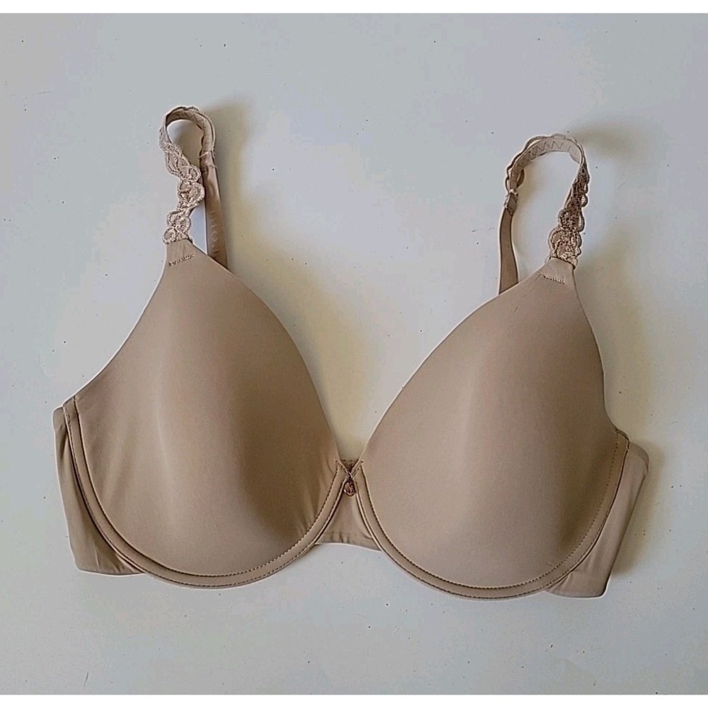 Natori‎ Body Double Lace Trim T Shirt Bra 36DD Light Mocha Underwire 7306037